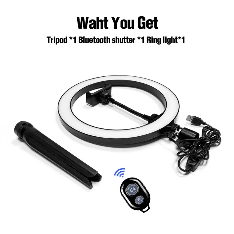 26cm Selfie Ring Light with Phone Camera Holder Photography Lighting with Remote Control for Photo Video with Tripod