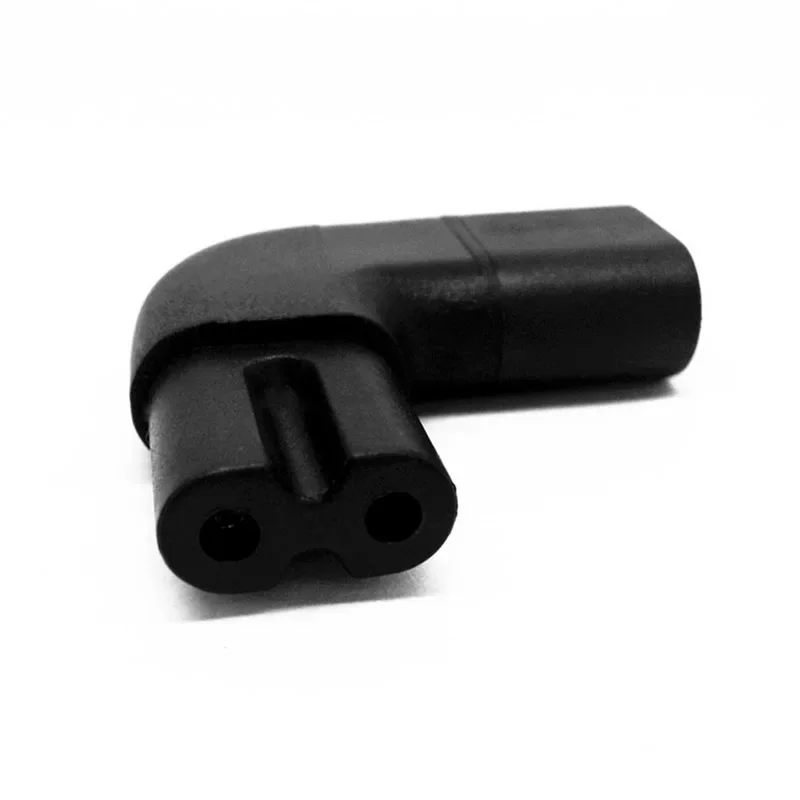 1PCS IEC 320 2-Pin C7 Female To C8 Male Right Angled AC Power Adapter Converter Black/White