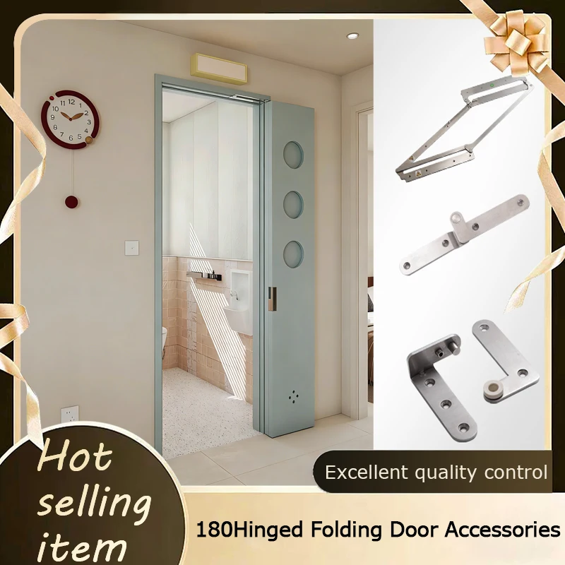

180 Degree Flat Folding Door No Bottom Rail 304 Stainless Steel Hinge Customized For Bedroom Bathroom Wardrobe Invisible