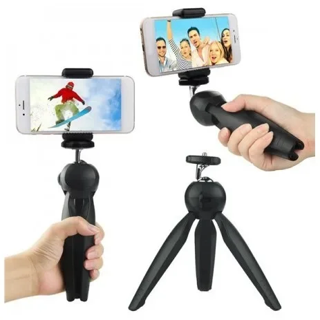 Treppiede da tavolo con clip per supporto per telefono Mini supporto per selfie treppiede portatile 2 in 1