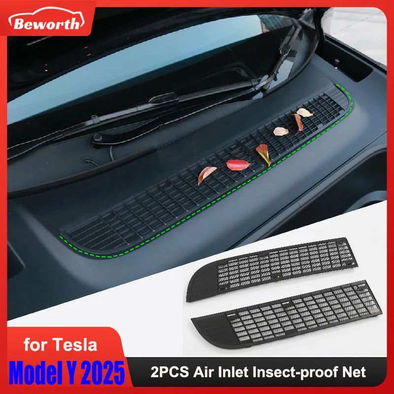 For Tesla Model Y Juniper 2025 2PCS Insect-proof Net Front Trunk Anti Dust Proof Inner Vent Grille Air Inlet Protective Cover