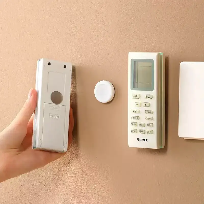 2 Circular Magnetic Hooks with No Drilling for Bedroom Remote Control Storage, Wall Mounted Router Socket Holder