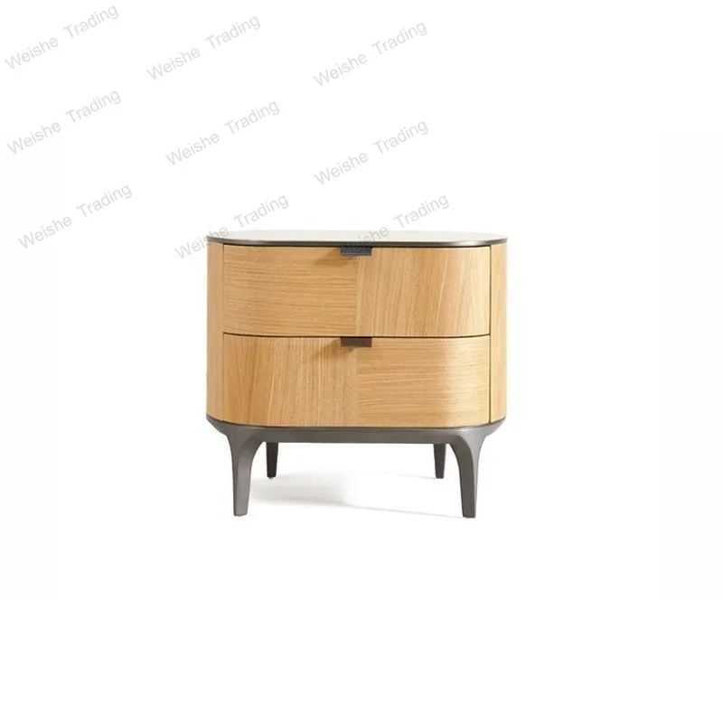 

Bedside table Italian minimalist log style household bedroom medieval quiet wind bedside table