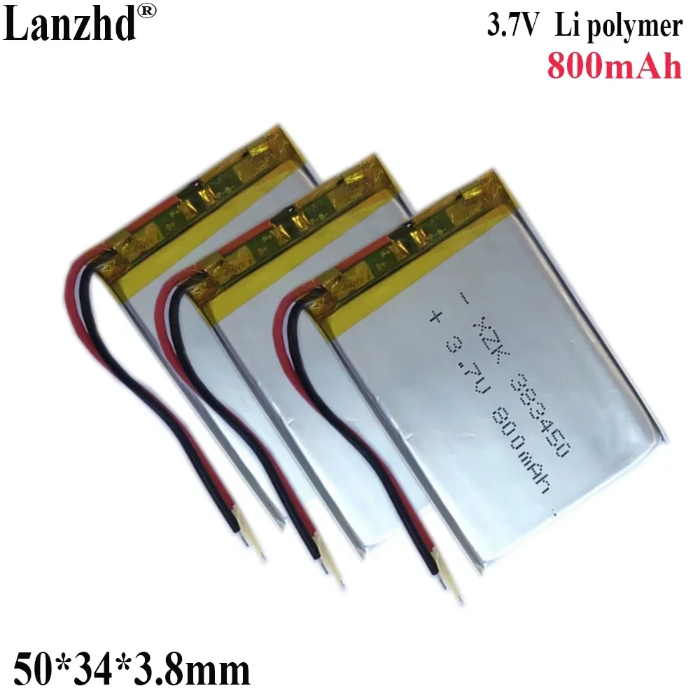 3.7V Li Polymer battery For Bluetooth digital car audio medical speaker smart Pet water steamer battery 650mAh 383450