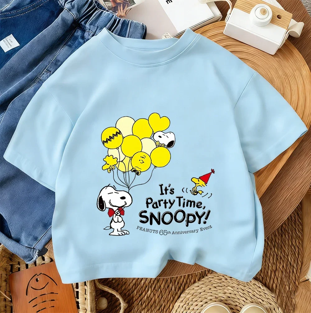 Summer Casual Crew Neck T Shirt Cute Cartoon Street Fashion Tops For Kids Snoopy Boys Girls 3 14 Years