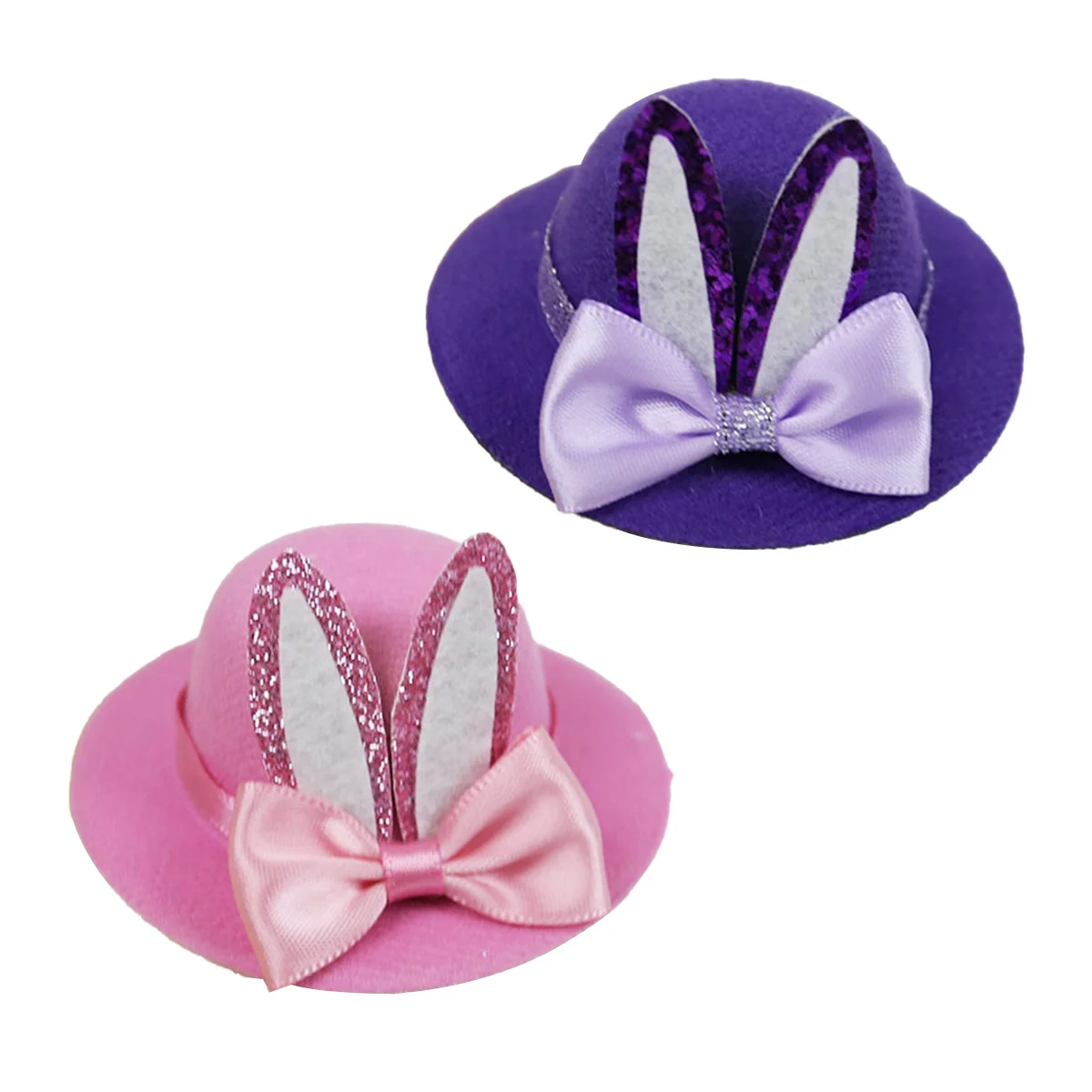 

2 Pcs Bow Hair Clip Hat Card Pin Bunny Ear Hairpin Top Hats for Kids Party Topper Child Clips