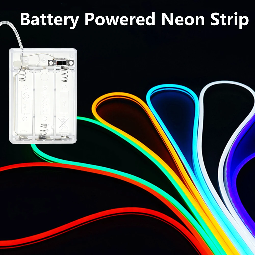 Battery Powered Led Strip Flexible LED Neon Strip 8 Colors Neon Light Strip With Battery Box DIY Design for Glow Neon Party