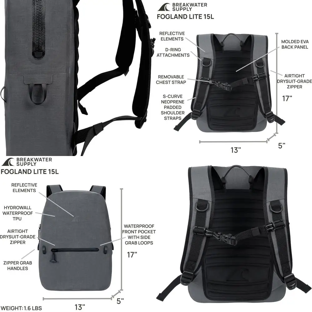 Suministro de aguas roturas ™ Mochila sumergible impermeable IP68 con cremalleras herméticas | Viajes para portátiles al aire libre | Niebla 25L 20L 15L