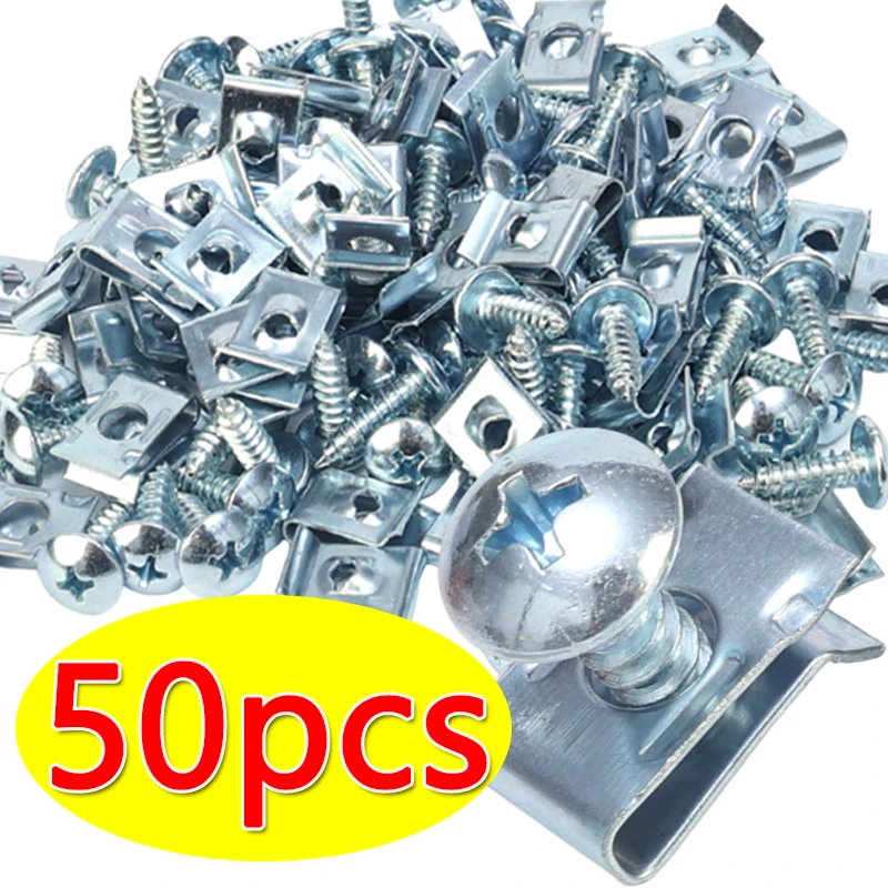 Motorcycles Iron U-Type Clip Anti-rust Protection Clips Screws Set Mudguard Modification Clips Car Self-tapping Screw Fastener