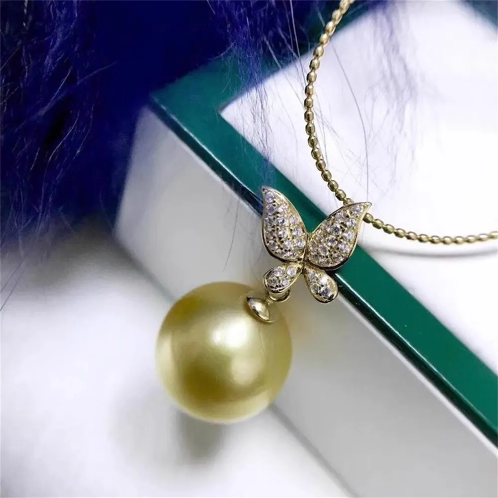 

DIY Pearl Accessories G18K Gold Pendant Empty Jade Pearl Pendant Fit 8-11mm Oval Beads G181