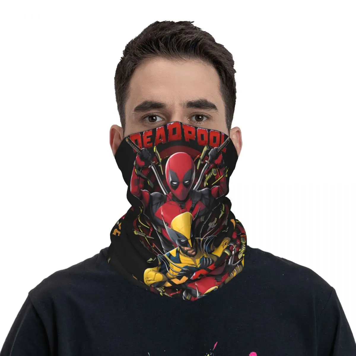 D & W Bandana Neck Gaiter Motorcycle Club Disney Marvel Deadpool And Wolverine Face Mask Running Unisex Adult Winter