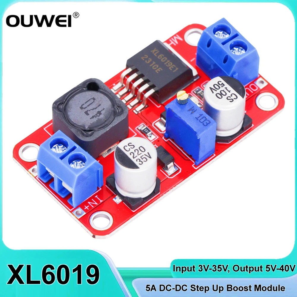 XL6019 5A DC-DC Step Up Power Supply Module Boost Volt Converter Voltage Regulator 3.3-35V To 5V 6V 9V 12V 24V Adjustable Output