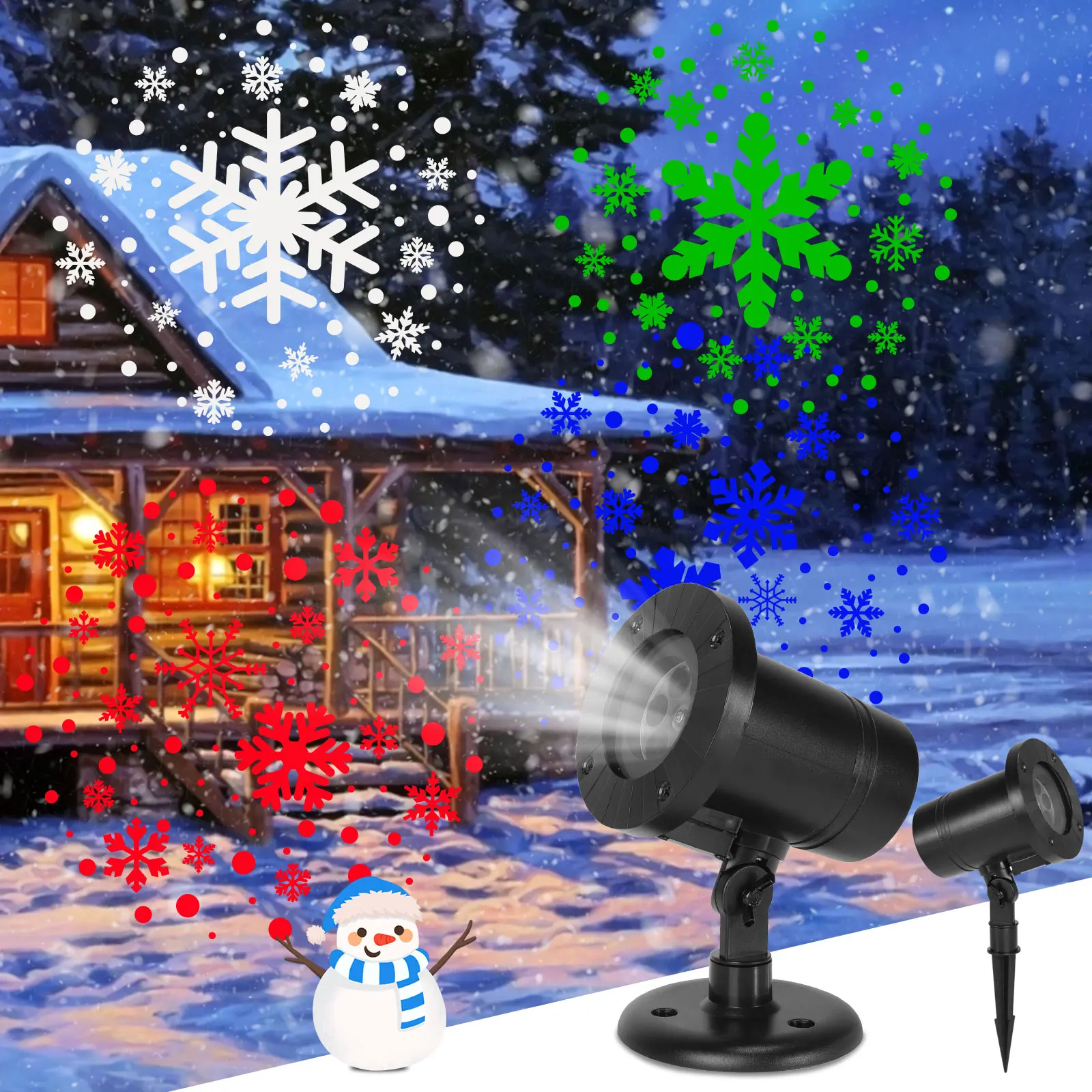 

Christmas Snowflakes Projector Lights Upgrade Color Blizzard LED Snowflake Lights Outdoor/Indoor for Holiday Halloween Wedding