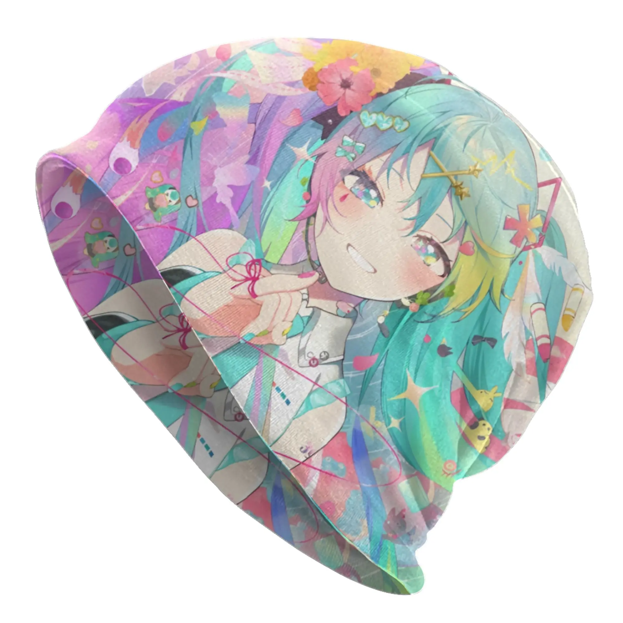 Hatsuned Mikues Cartoon Bonnet Hats  Cool Knitting Hat For Women Men Warm Winter Voice Anime Skullies Beanies Caps