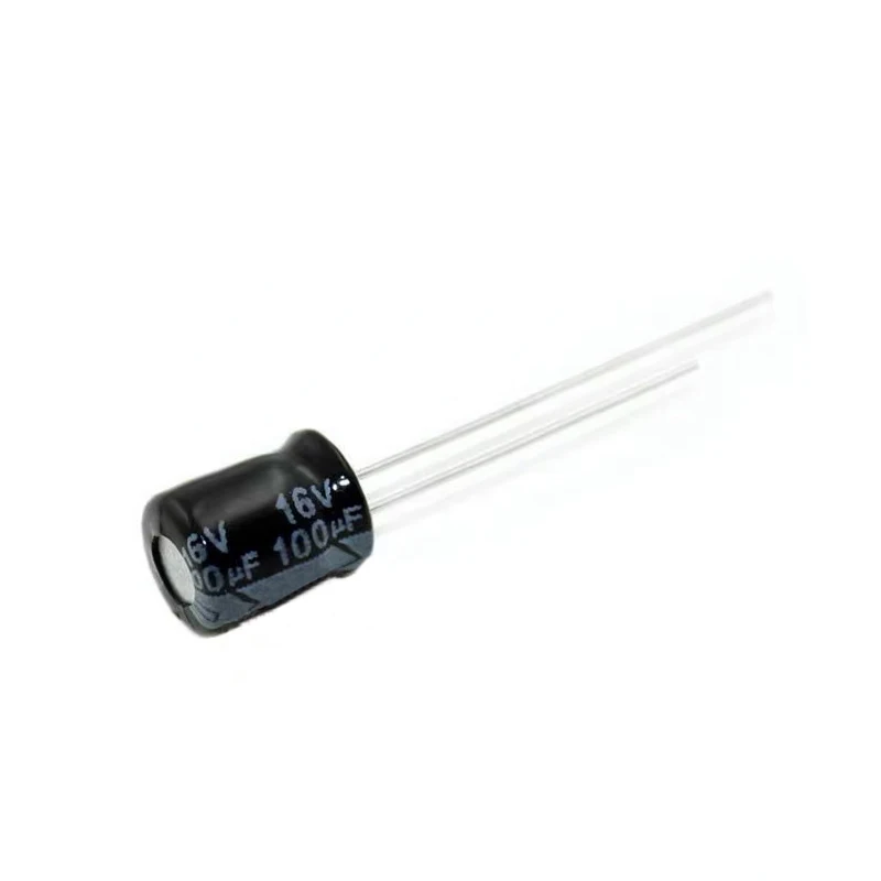 50PCS In-line electrolytic capacitor 16V 100UF volume 5 * 7MM 5X11MM