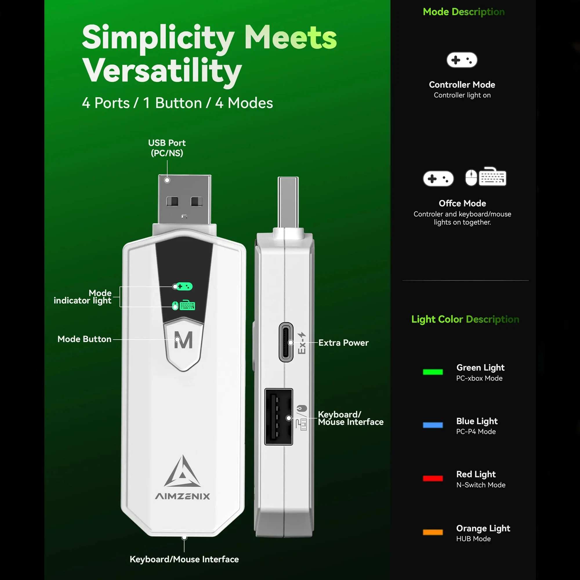 High-Performance Converter Suitable for Playing FPS, COD, R6, Compatible with PC&Nintendo Switch, Keyboard Mouse Adapter