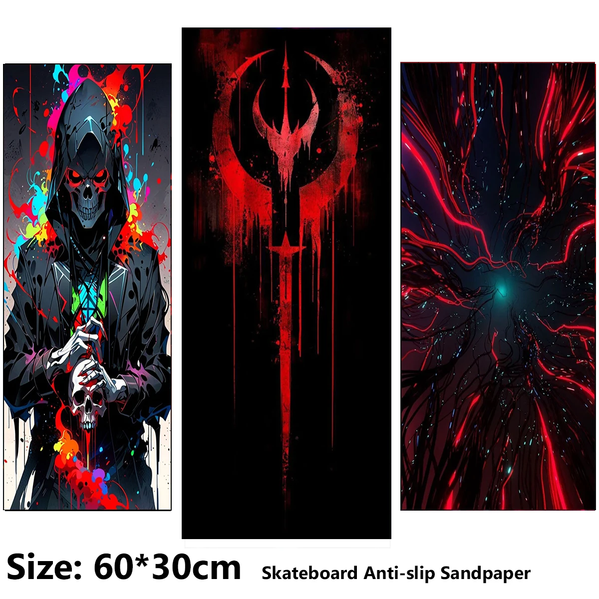 Electric Scooter Anti-slip Sticker Sandpaper Skateboard GripTape Sheet 60*30cm Comic Logo Starry Sky Pattern