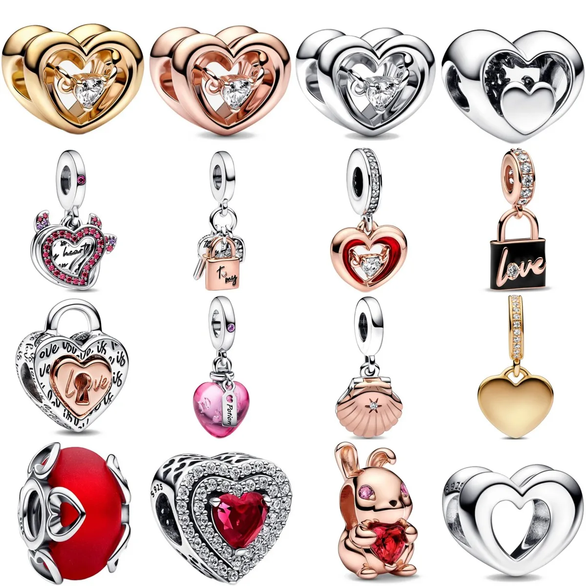 

New 925 Sterling Silver Lock & Heart Key Charm Bead Fit Original Pandora charms Bracelet For Women DIY Jewelry Lover's Gift 2023