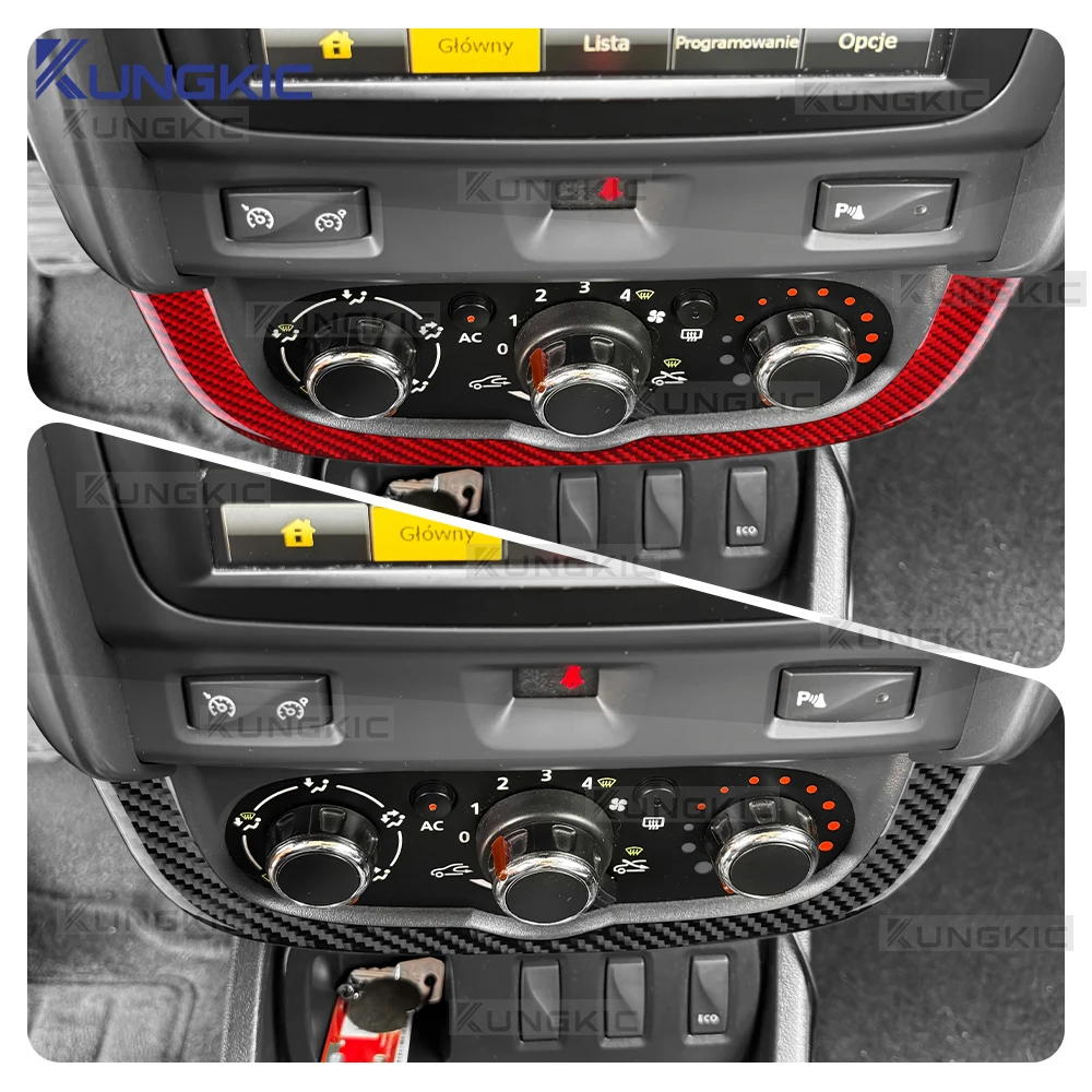 

For Dacia Duster 2014 2015 2016 2017 2018 Real Soft Carbon Fiber Sticker LHD RHD Car Central Control AC Frame Interior Trim