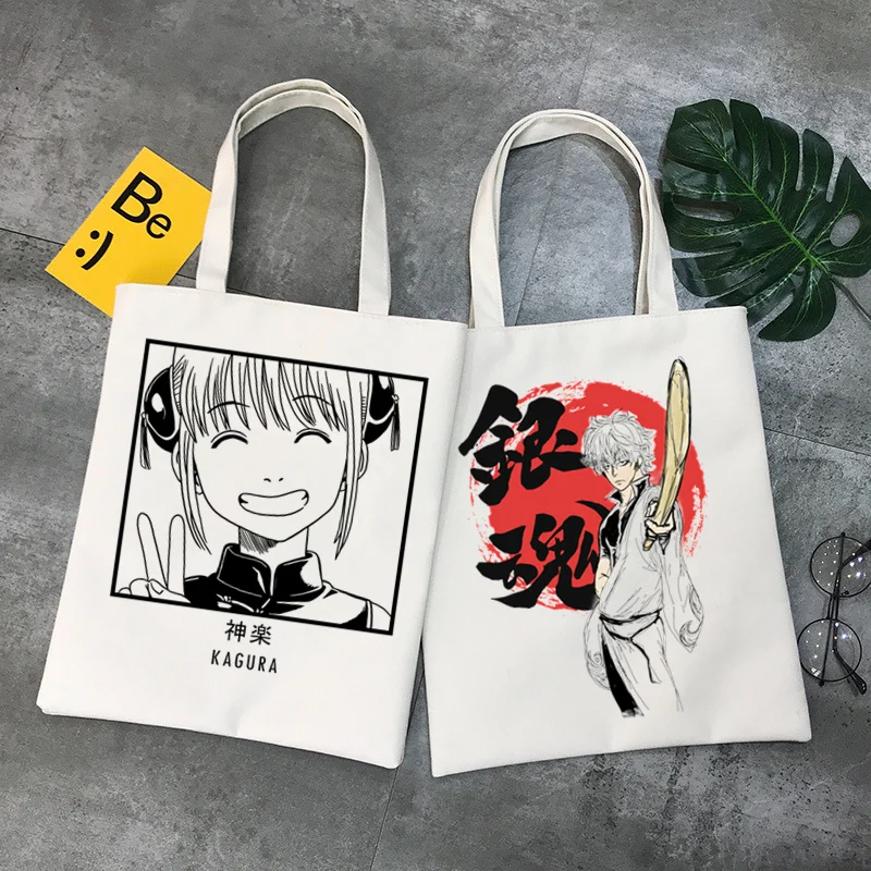 Gintama  Tote Bag Unisex Canvas Bags Shopping Bags Printed Casual Shoulder Bag Foldable