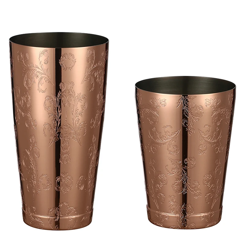 Stainless Steel Boston Shaker Bar Shaker with Different Surface Finish -2 Piece Cocktail Shaker, 15-Ounce and 25-Ounce
