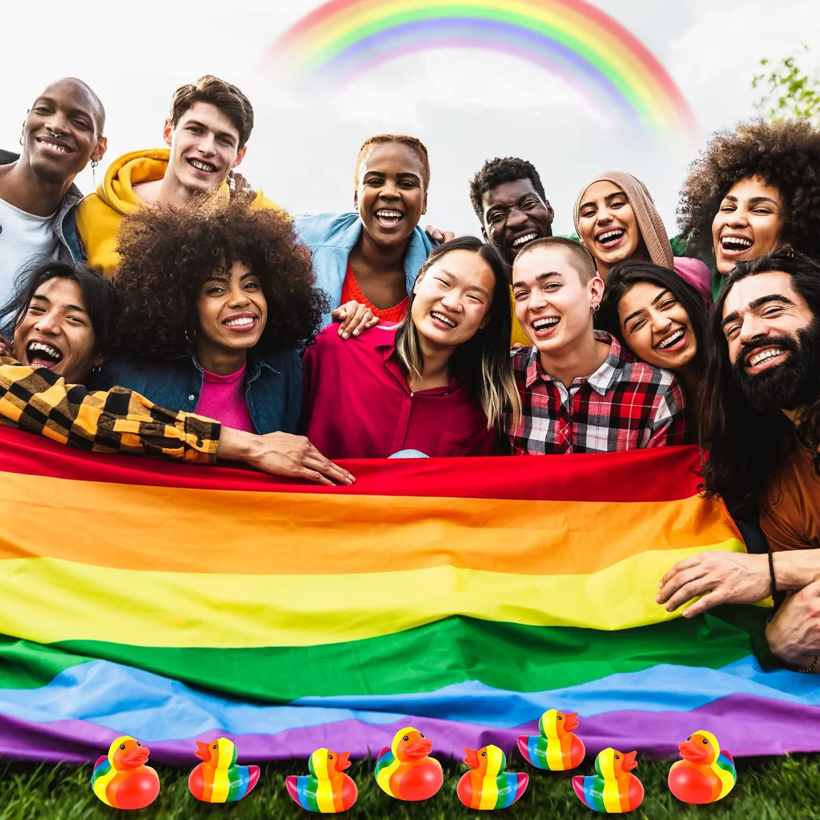 24-100 قوس قزح بطة مطاطية صغيرة البط المطاطي السائبة البط زينة ل قوس قزح الملونة حفلة عيد ميلاد LGBT هدايا الحفلات