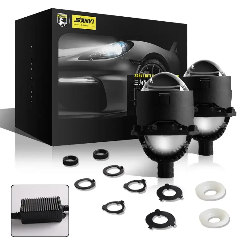Lentes Bi-LED Universales de 3 Pulgadas, 200W, H4, Luz Alta/Baja, Bombillas LED para Faros Delanteros, 6000K, Lentes de Proyector, Chip de Diodo Reflectante para Auto y Motocicleta