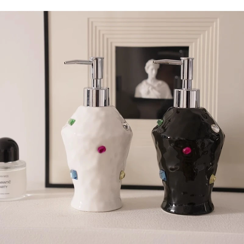 

Simplicity Gem Decorative Ceramic Lotion Bottle Bathroom Soap Dispenser Shower Gel Shampoo Home Supplies