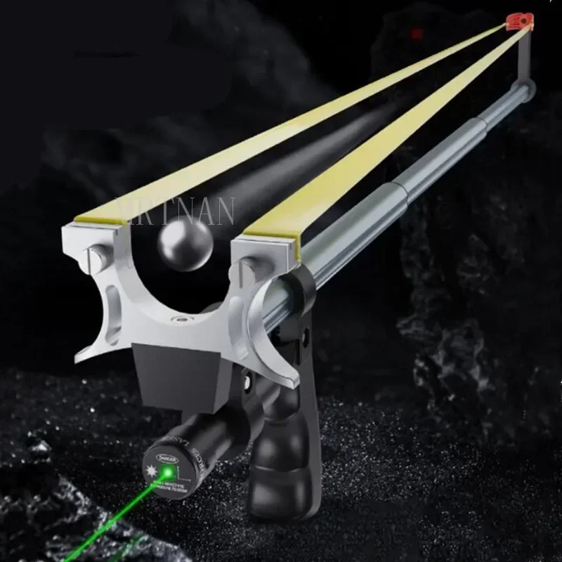 Telescopic Slingshot High Power Rubber Band Slingshots with Red Laser Stainless Steel Outdoor Hunting Catapult