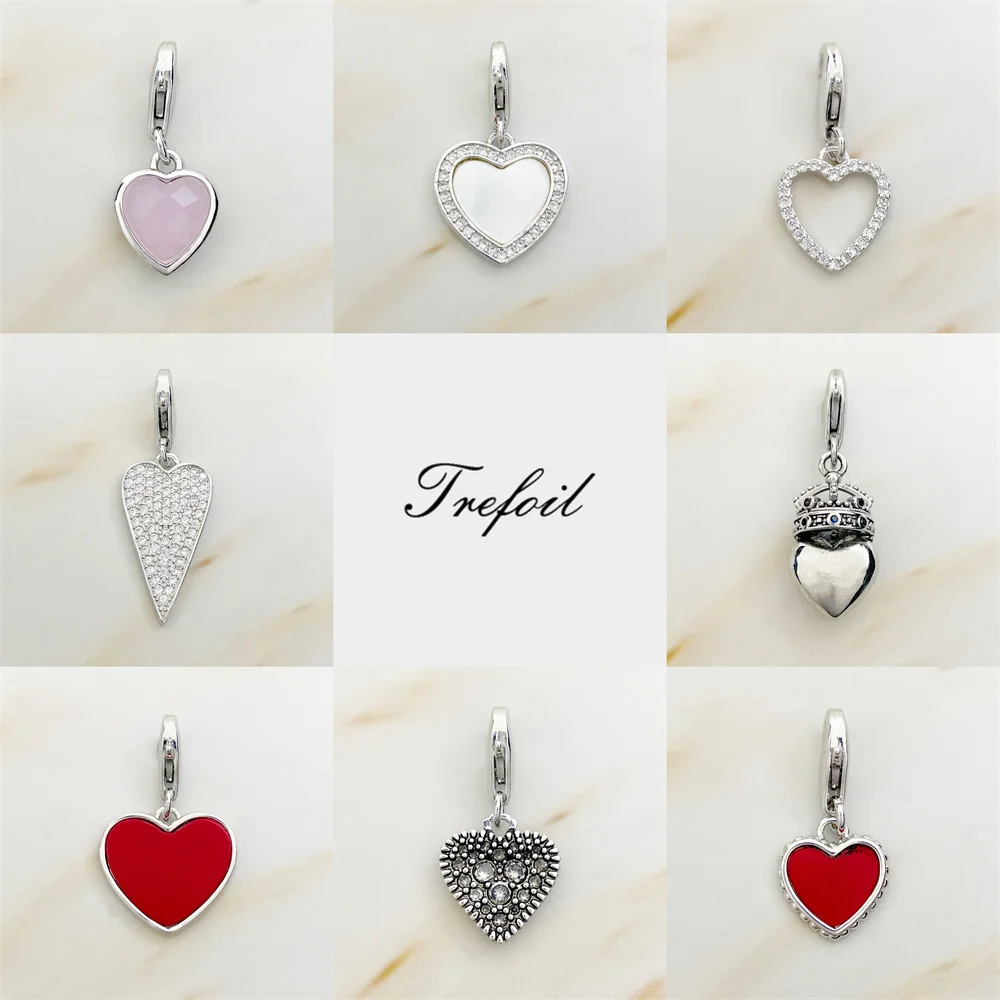 

Подвеска в форме сердца в форме ракушки, стерлинговое серебро 925, подходит для браслета и ожерелья, новинка, изысканные женские украшения, романтические модные бижутерия