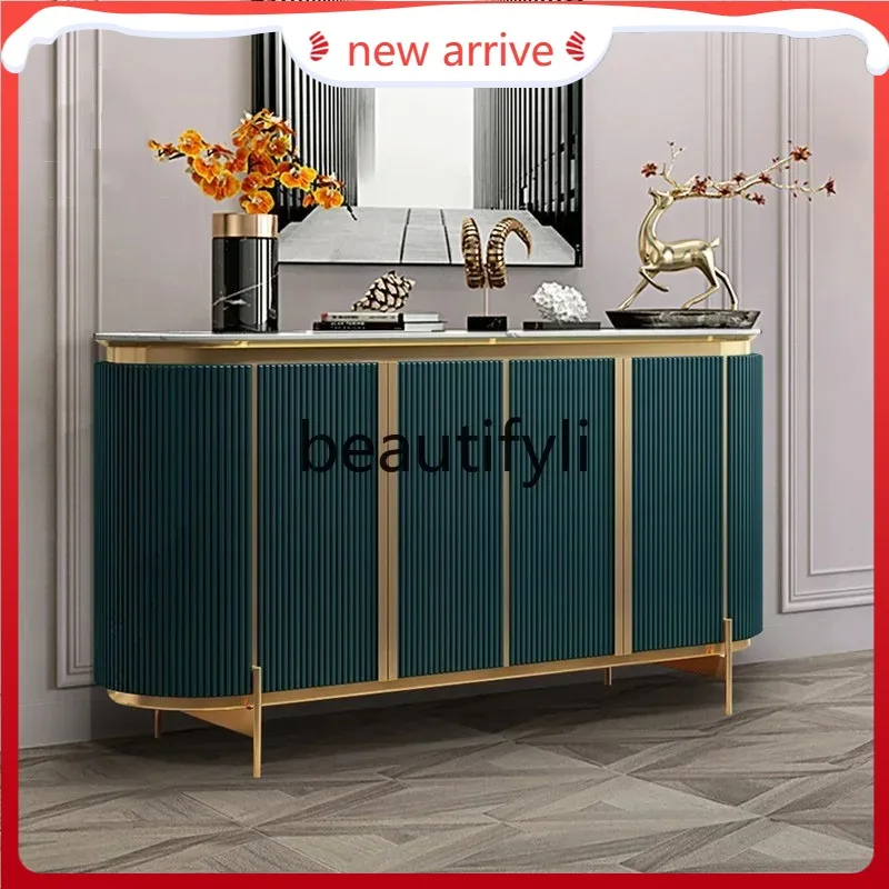 

D2520 Light luxury marble dining table side cabinet, simple modern solid wood locker, wall decorative storage cabinet