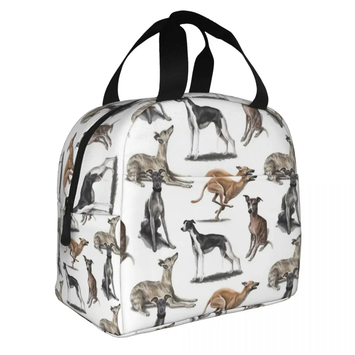 The Whippet Insulated Lunch Bags Thermal Bag Lunch Container Greyhound Sighthound Dog Large Lunch Box Tote Food Handbags Picnic