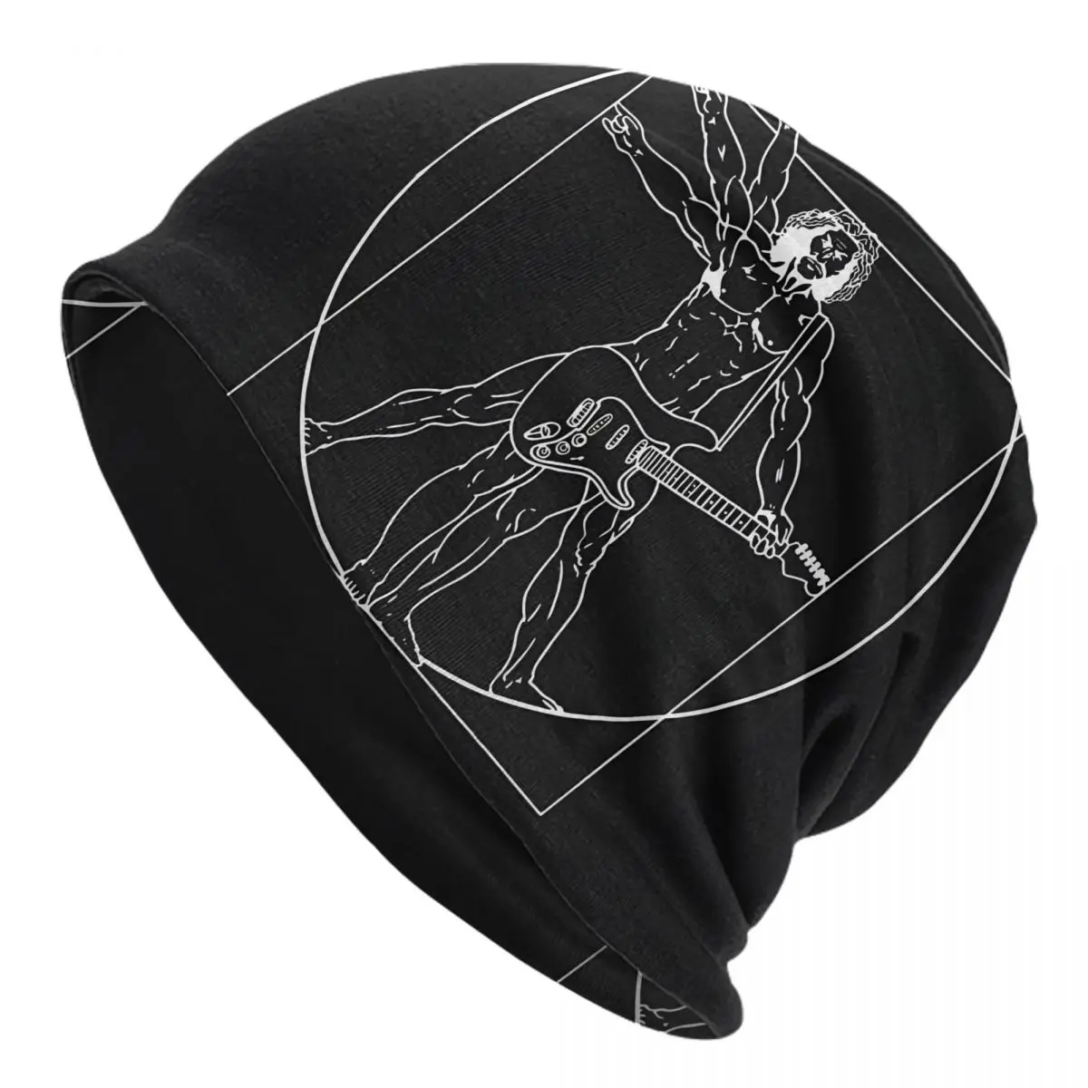 Vitruvian Man Guitar Music Player Men Women Thin Beanies Cycling Ski Cap Double Layer Fabric Bonnet Hat