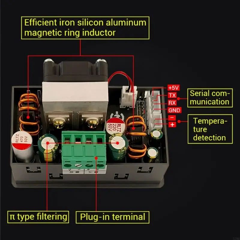 57be 150W 조정 가능한 전원 공급 장치 모듈 7-36V ~ 0.5-40V 전압 조절기 조절 전원 공급 장치 사용 쉬운 전원 공급 장치