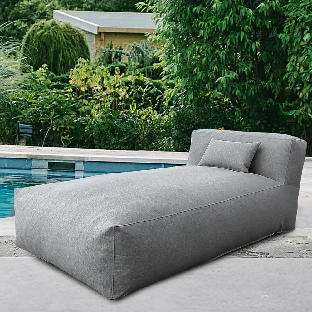 

Outdoor Chaise Lounge Chair, Water-Resistant Patio Bed, Grey, 70 Length