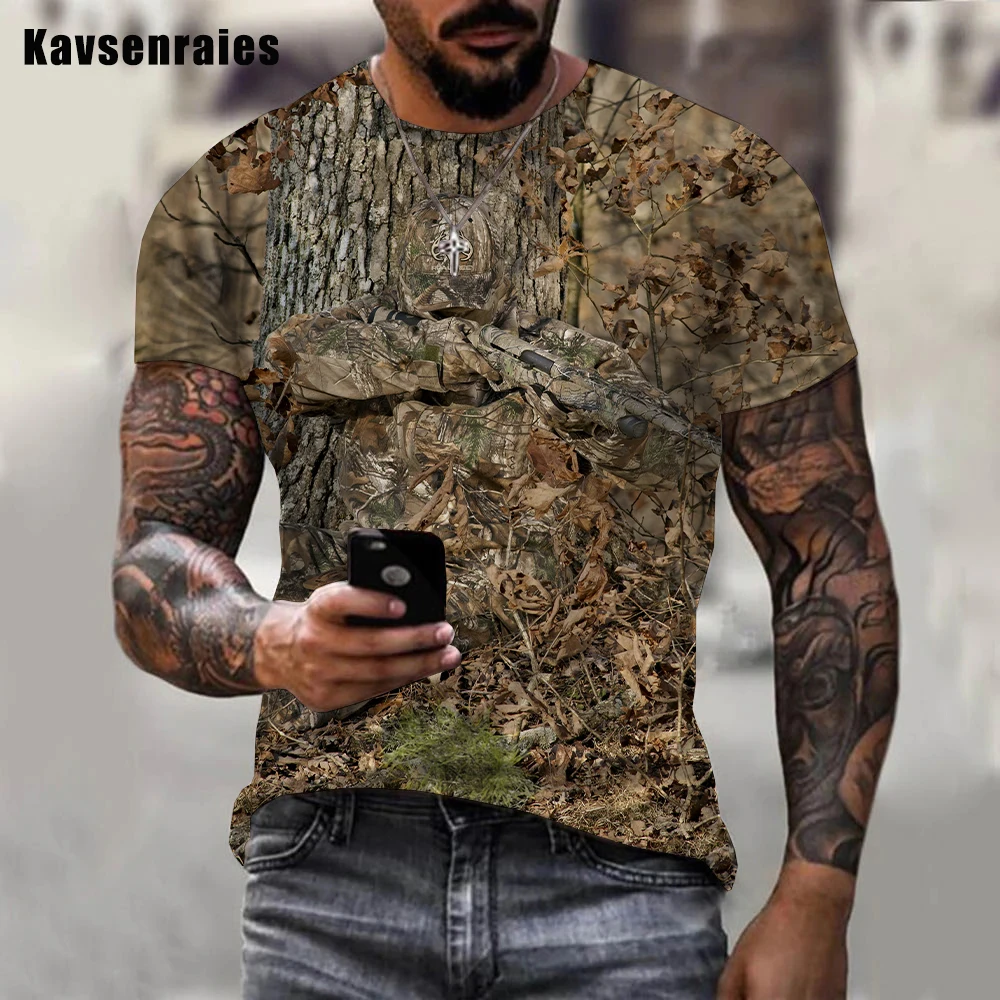 Summer Outdoor Camouflage Hunting 3D T-shirt Men Women Fashion Casual O-Neck Short Sleeve Harajuku Streetwear Oversized Tops