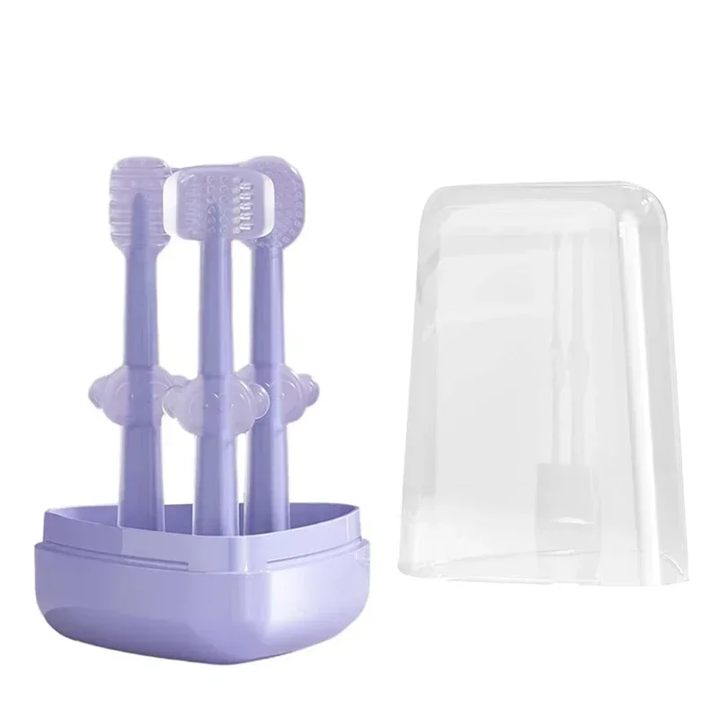 Juego de limpieza para el cuidado bucal de los dientes de bebé, cepillo de dientes de silicona infantil para niños, tablero de limpieza para el cuidado de la lengua Oral suave de 360 grados, 3 uds.