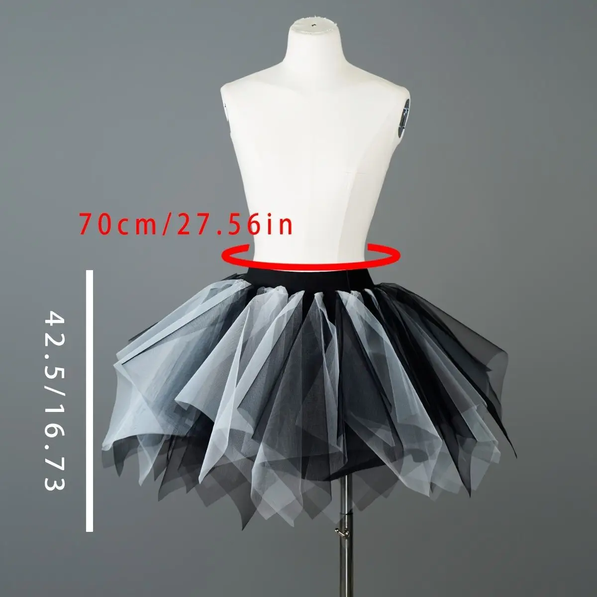 Black White Contrast Sequin Tutu Skirt with Lining for Halloween Daily & Party Cosplay view 2