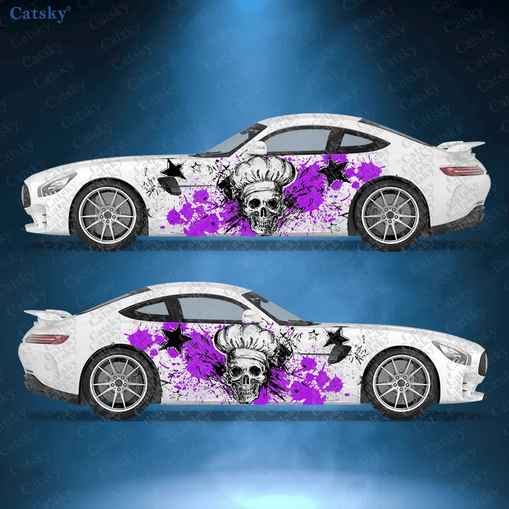 2pcs Chef Hat Skull Star Splatter Sticker, Durable, Fade-resistant, Self-Adhesive PVC Waterproof & Scratch-Resistant Stickers