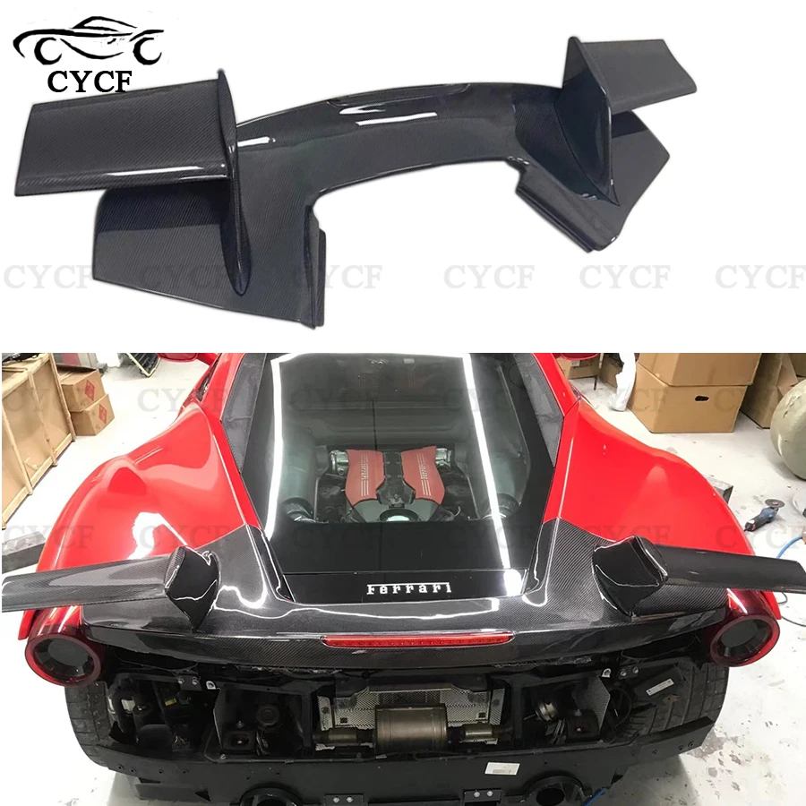 High quality Carbon Fiber Spoiler Tail fins For Ferrari 488 GTB mansory Style Rear Trunk Guide Wing Rear Wing Body Kit