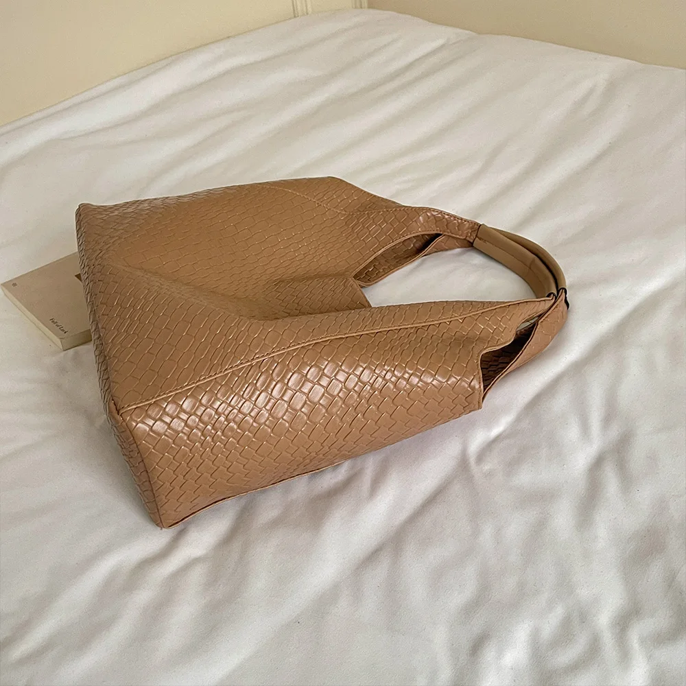Hobo-Schultertasche, gewebte Textur, großes Fassungsvermögen, mit Magnetverschluss, elegant für den täglichen Arbeitsweg und zum Einkaufen in der Stadt – Detail 2