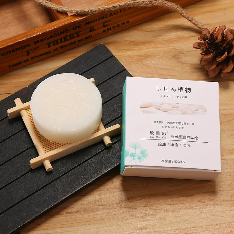 80g Silk Protein Essence Handmade Soap Cleansing Soap Soap Exfoliate Refreshing Oil Control Moisturizing Toilet Supplies