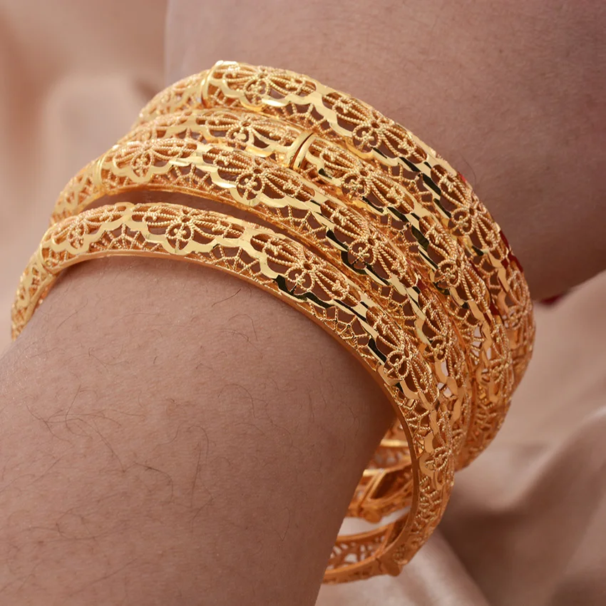 Dubai Gold Plated Bangles For Women Indian Bracelets Nigeria Moroccan Bridal Accessorie Wedding Bracelet Gifts