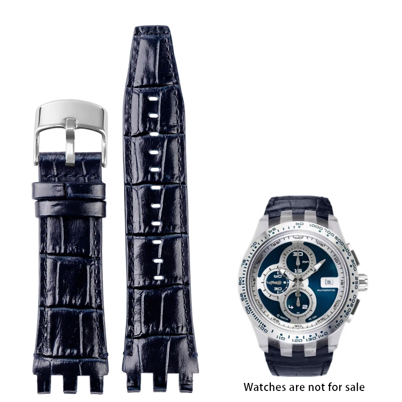 

For Swatch SVGK407 SVGK406 SVGK409 SVGK403 Cowhide Leather Watchband 22mm Watch Bracelet Strap Black Brown Blue White with Tools