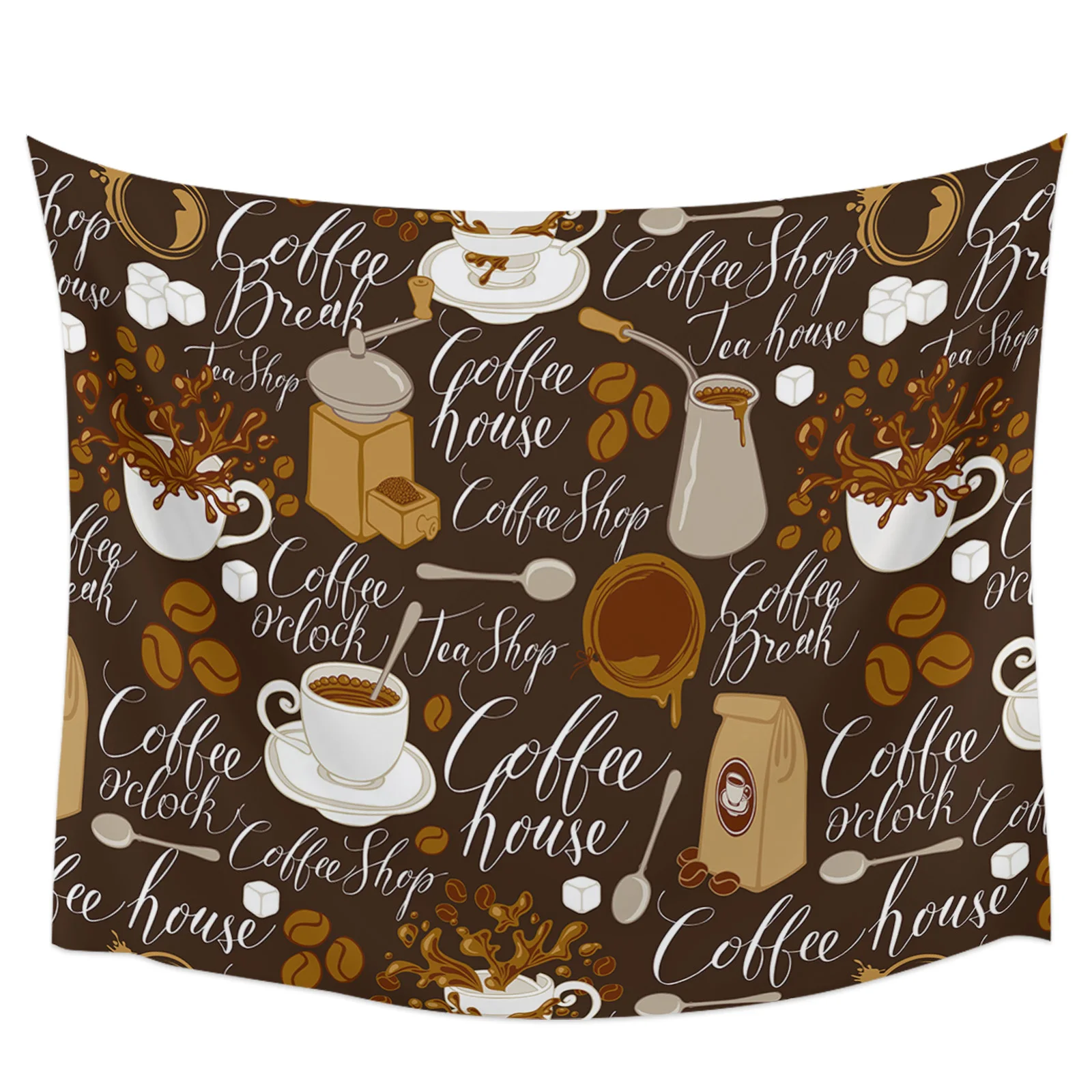 Coffee Coffee Beans Coffee Cup Tapestry Wall Hanging Custom Boho Decoration Wall Tapestry Home Decor Tapestry