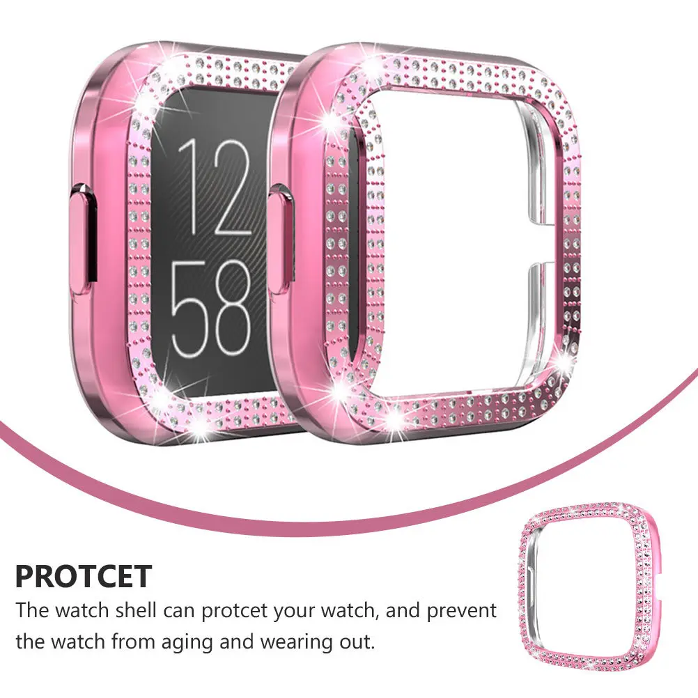 

Защитный чехол для часов, 3 шт., совместимый с Fitbit 2, с блестящей алмазной рамкой, долговечный, из высококачественного материала, разные цвета.