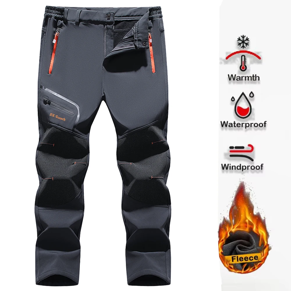 

Men's waterproof work pants, autumn and winter thick velvet work pants, suitable for outdoor activities, with color block design