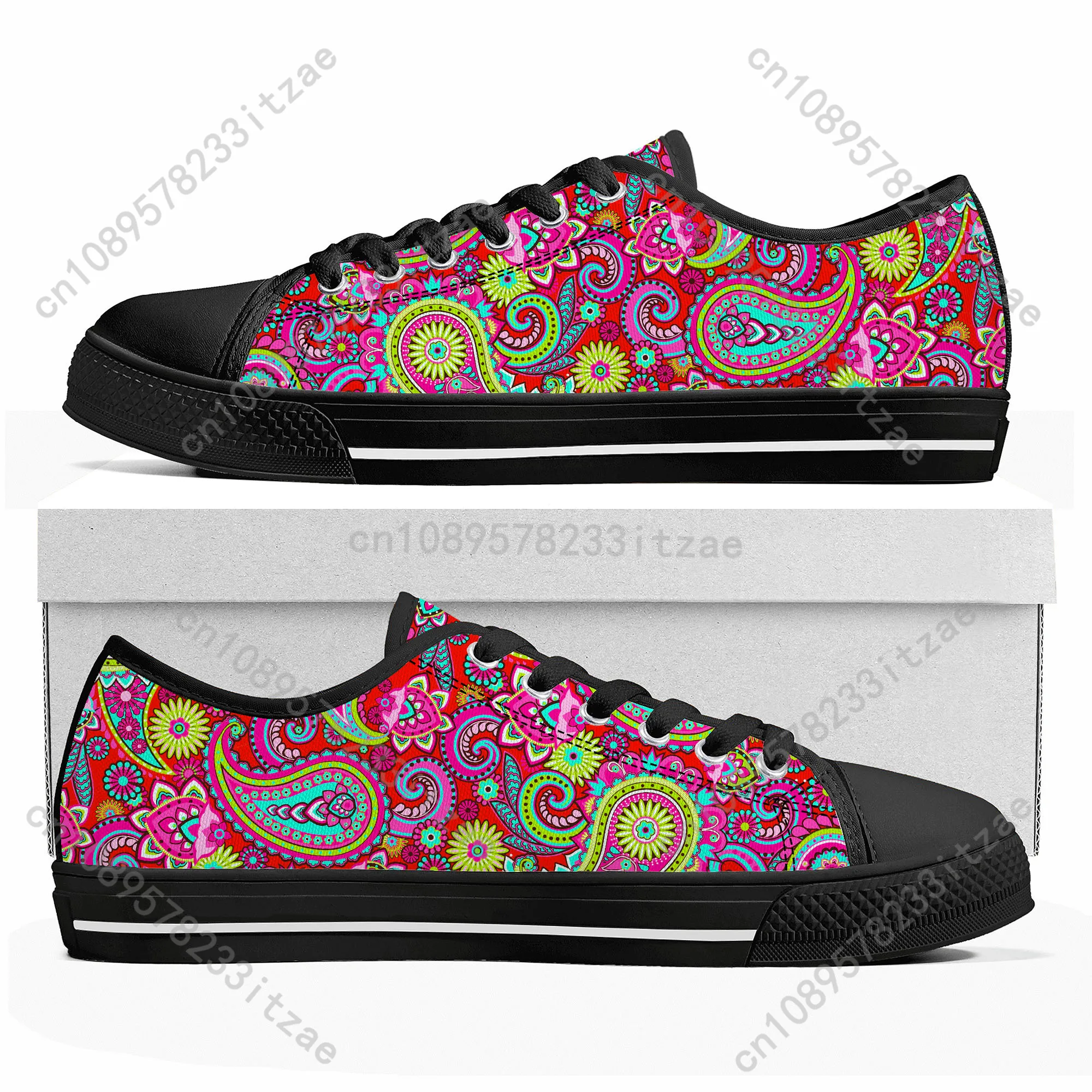 Bohemia Mandala Flower Print Low Top Sneakers Mens Womens Teenager High Quality Canvas Sneaker couple Casual Shoes Custom Shoe