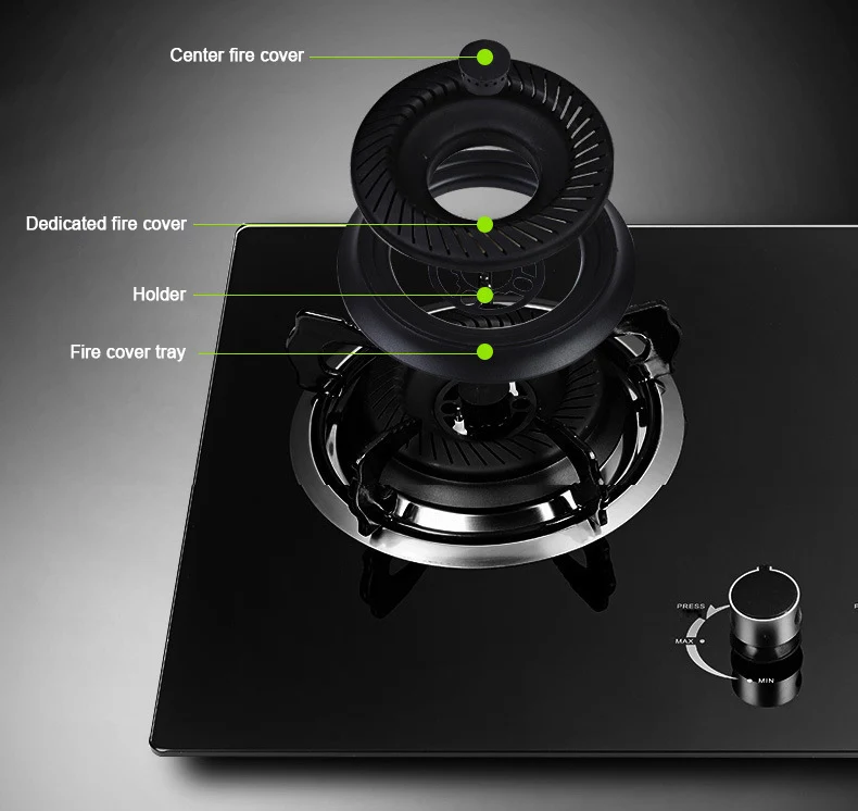 ダブルバーナーガスコンロ - 強化ガラス製ビルトインコンロ、電子点火式、モダンなキッチン向け省エネ