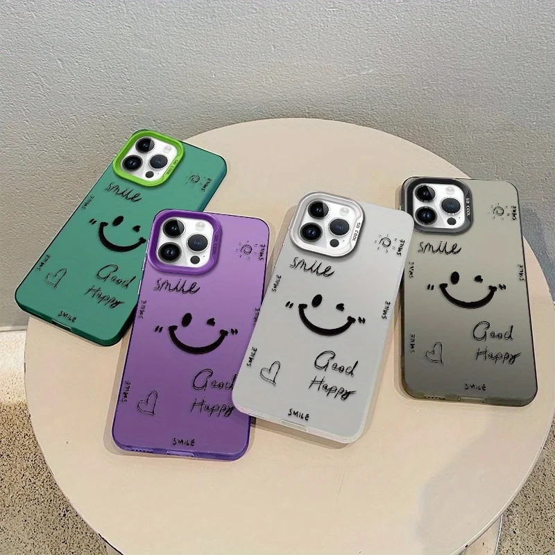 

Creative Sun Happy Face Pattern Phone Case Shockproof&anti Slip Frosted Suitable for iPhone 16 15 14 13 12 11 Pro Max Plus Mini